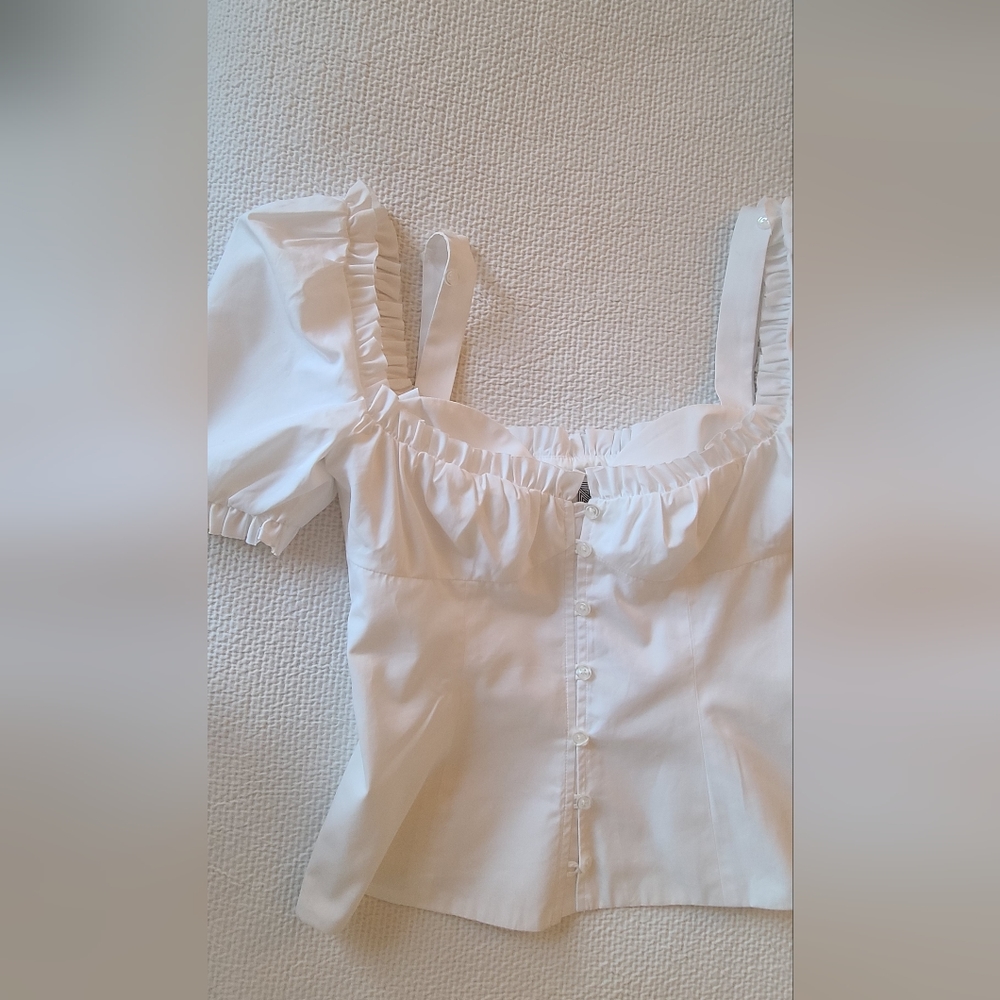 Rosie Assoulin white top / blouse from Le garden Collection Size 2 - Picture 3 of 11